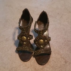 Ann Marino vegan leather studded heels.
